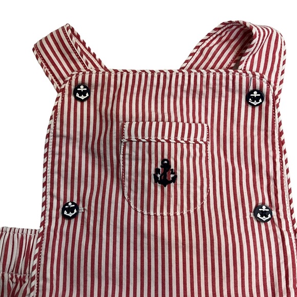 Polo Ralph Lauren Nautical Anchor Seersucker Overalls & Hat Set Size 3M - Picture 3 of 6